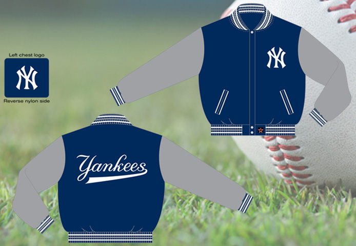 New York Yankees / Navy and Grey - MLB Wool Reversible Jacket