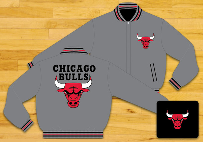 Chicago Bulls / Grey and Black - NBA Wool Reversible Jacket