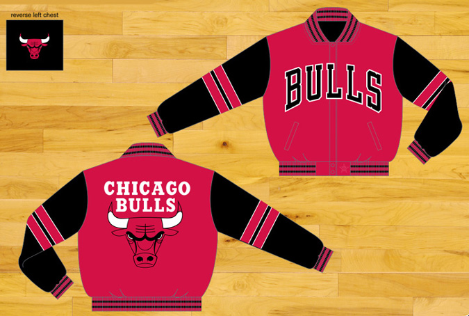 Chicago Bulls JH Design Reversible Wool Logo Jacket - Black