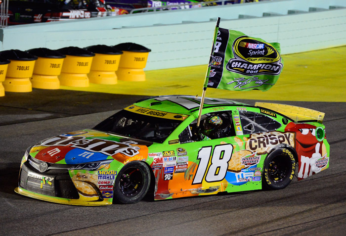 Kyle Busch - This is the only action the M&M's Crispy Camry has