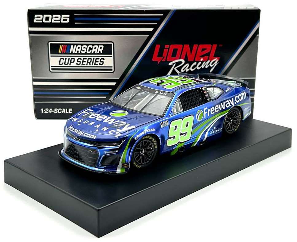 Freeway Racer 2025 Daniel Suarez #99 Freeway Insurance Blue NASCAR 1/24 Diecast