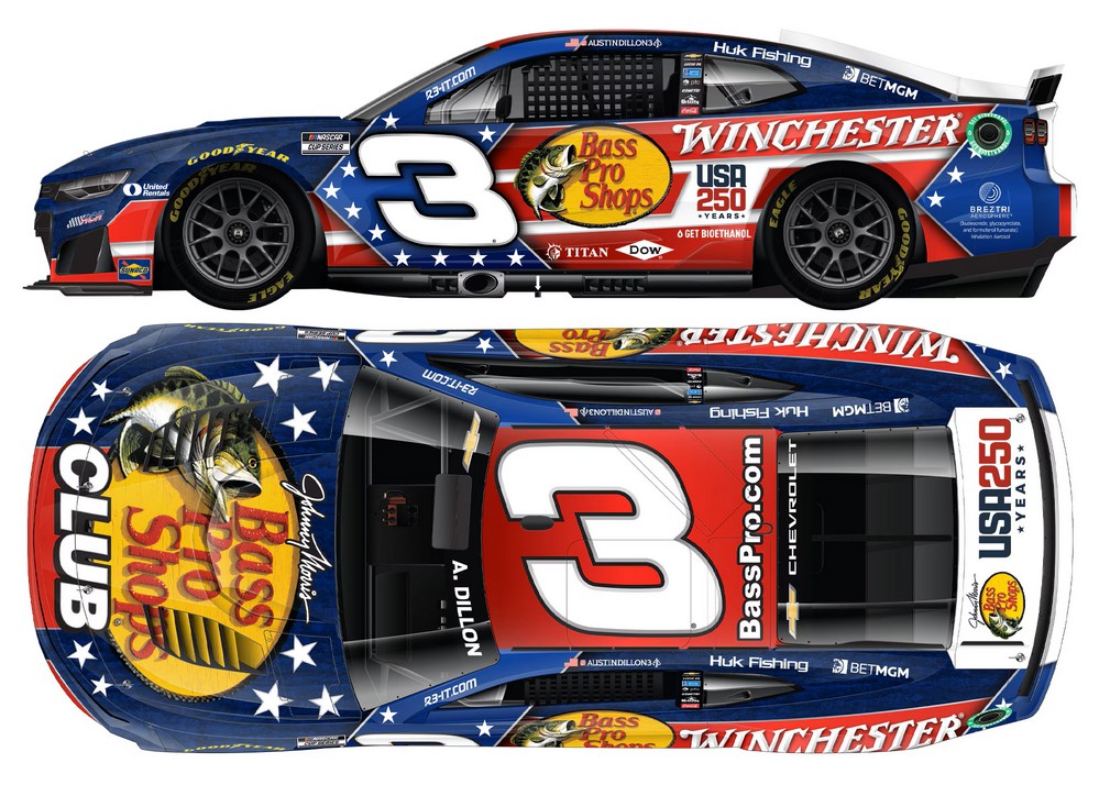 2026 Austin Dillon #3 Bass Pro Shops / Winchester Patriotic 1/64 Diecast