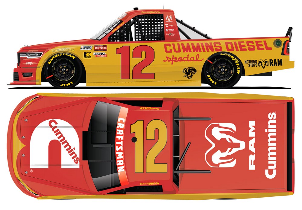 2026 Brenden "Butterbean" Queen #12 Cummins - Darlington Throwback Truck 1/24 Diecast