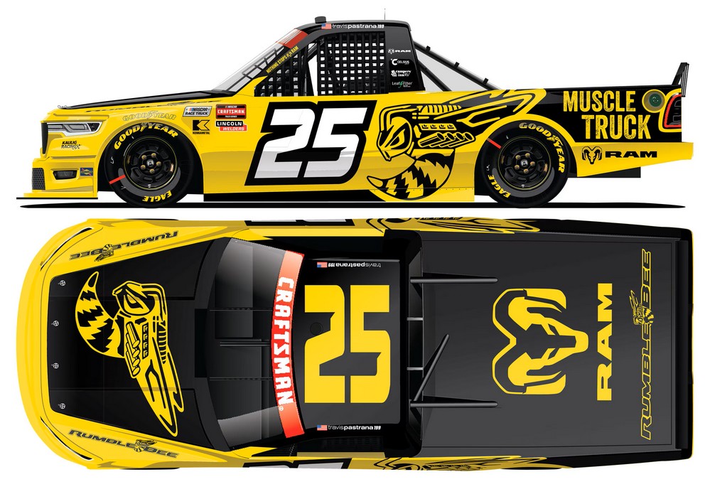 2026 Travis Pastrana #25 RAM Rumble Bee NASCAR Truck 1/64 Diecast