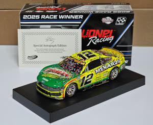 2025 Ryan Blaney #12 Menards / Libman - New Hampshire Win / Raced 1/24 Diecast - Autographed