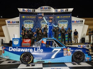 2025 Carson Hocevar #7 Delaware Life - Kansas Win / Raced Truck 1/64 Diecast
